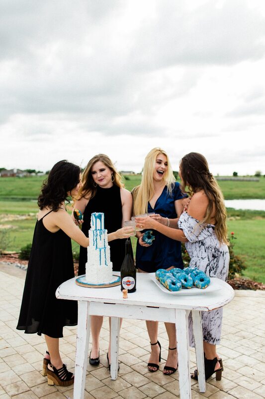event venue near me, outdoor engagement party with cake and friends