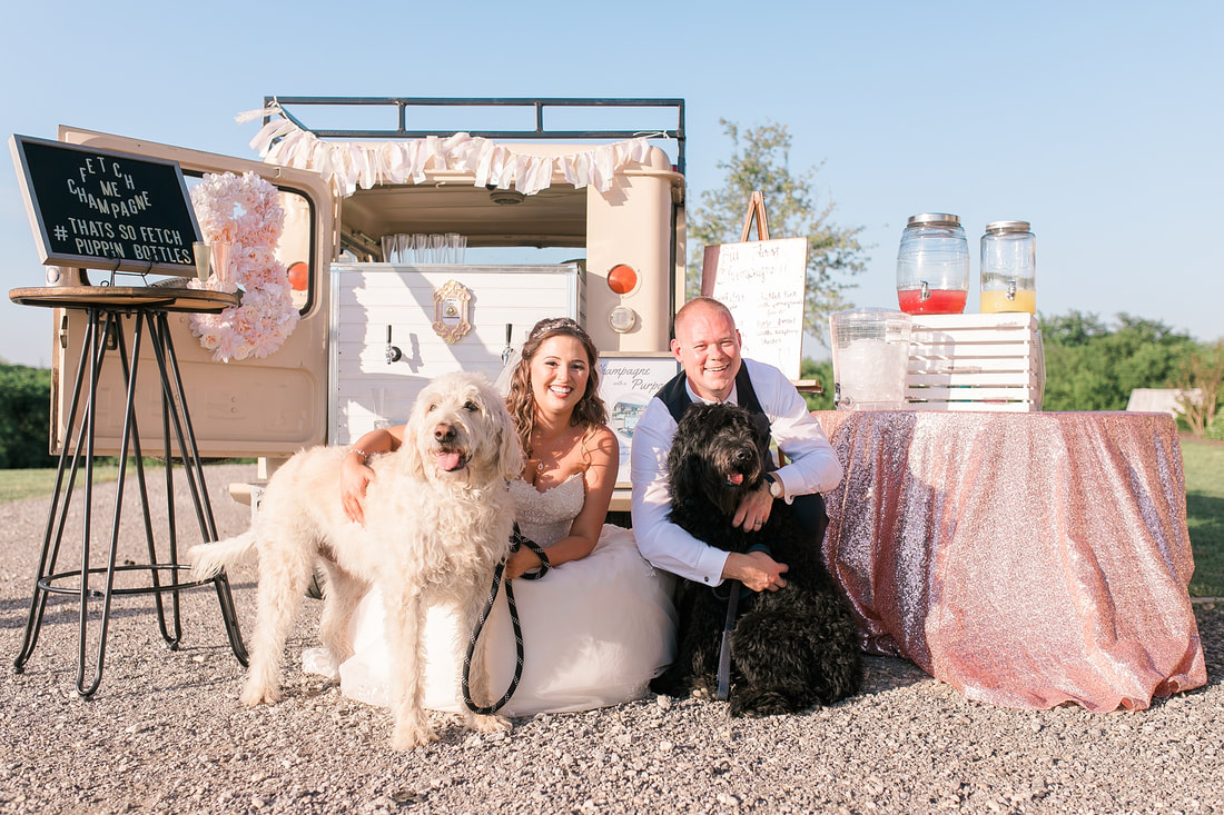 Pups in Wedding, Champagne Truck, Fetch Me Champagne