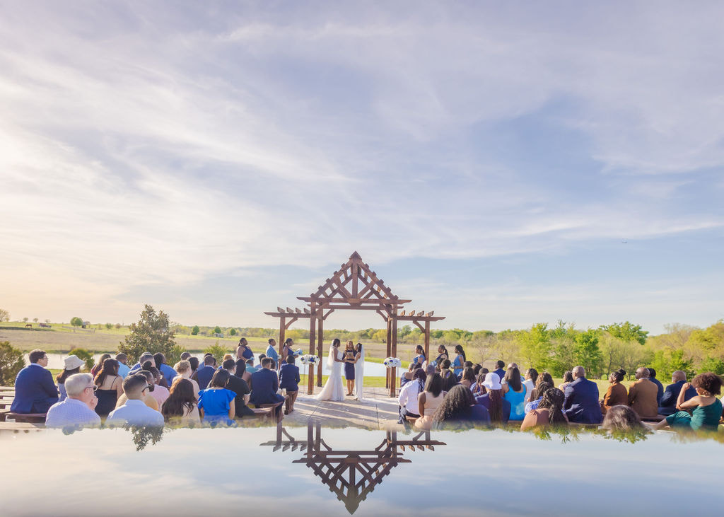 outdoor ceremony lake front location