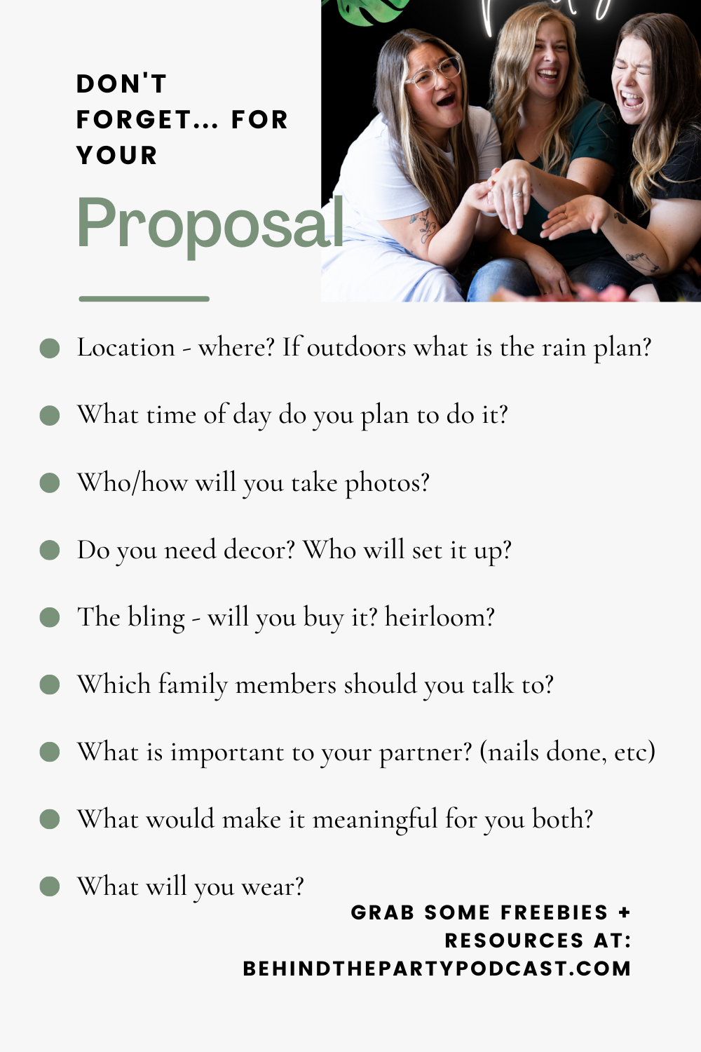 proposal checklist of things to remember